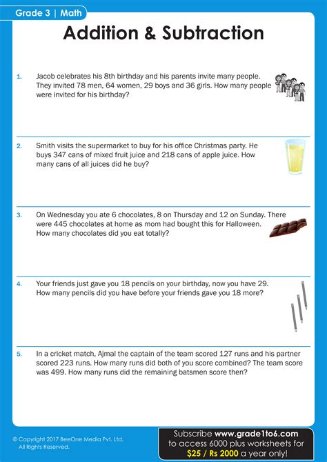 Word Problems: Mixed Addition and Subtraction Word .